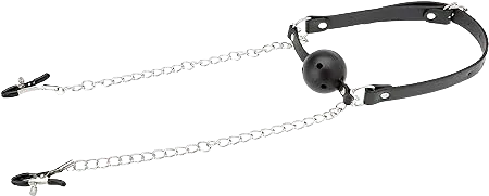 Ball-Knebel mit Nippelklammern 1 Ball-Knebel mit Nippelklammern